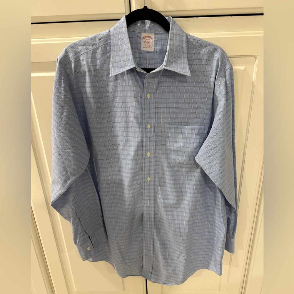Brooks Brothers Light Blue Plaid Dress Shirt